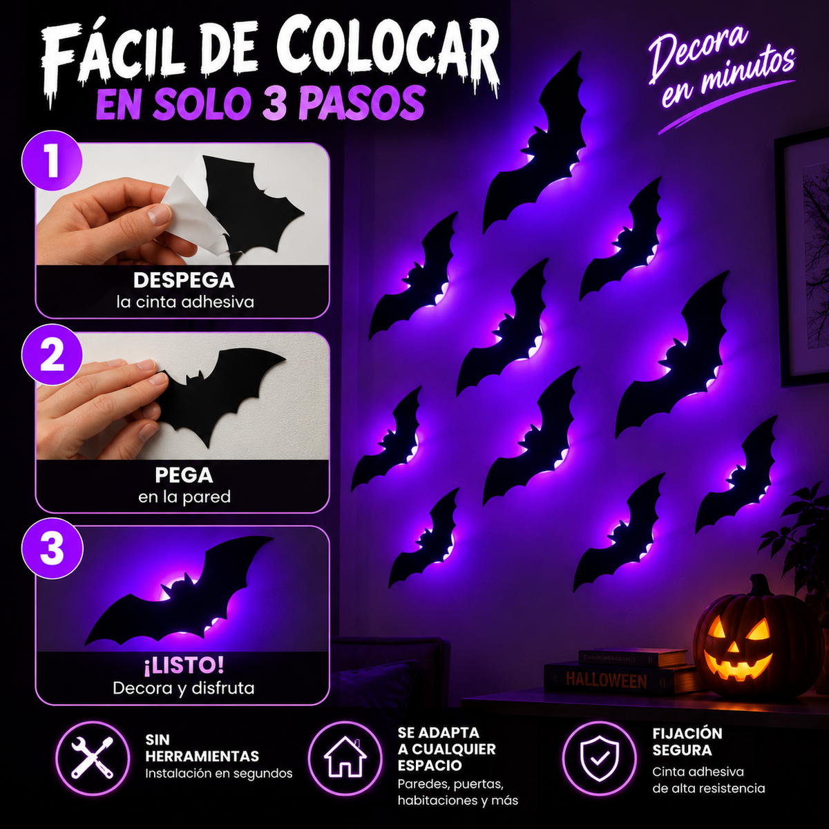 Murciélagos con luz para decorar Halloween